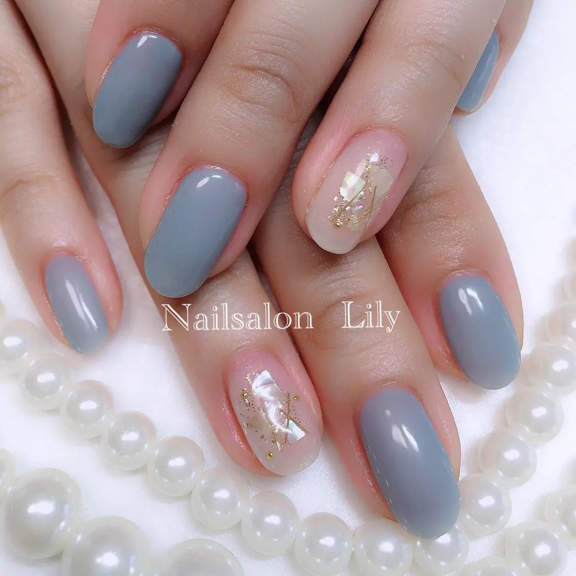 ネイル ブルー Lily*nail 🌻Mii🌻のネイルデザイン