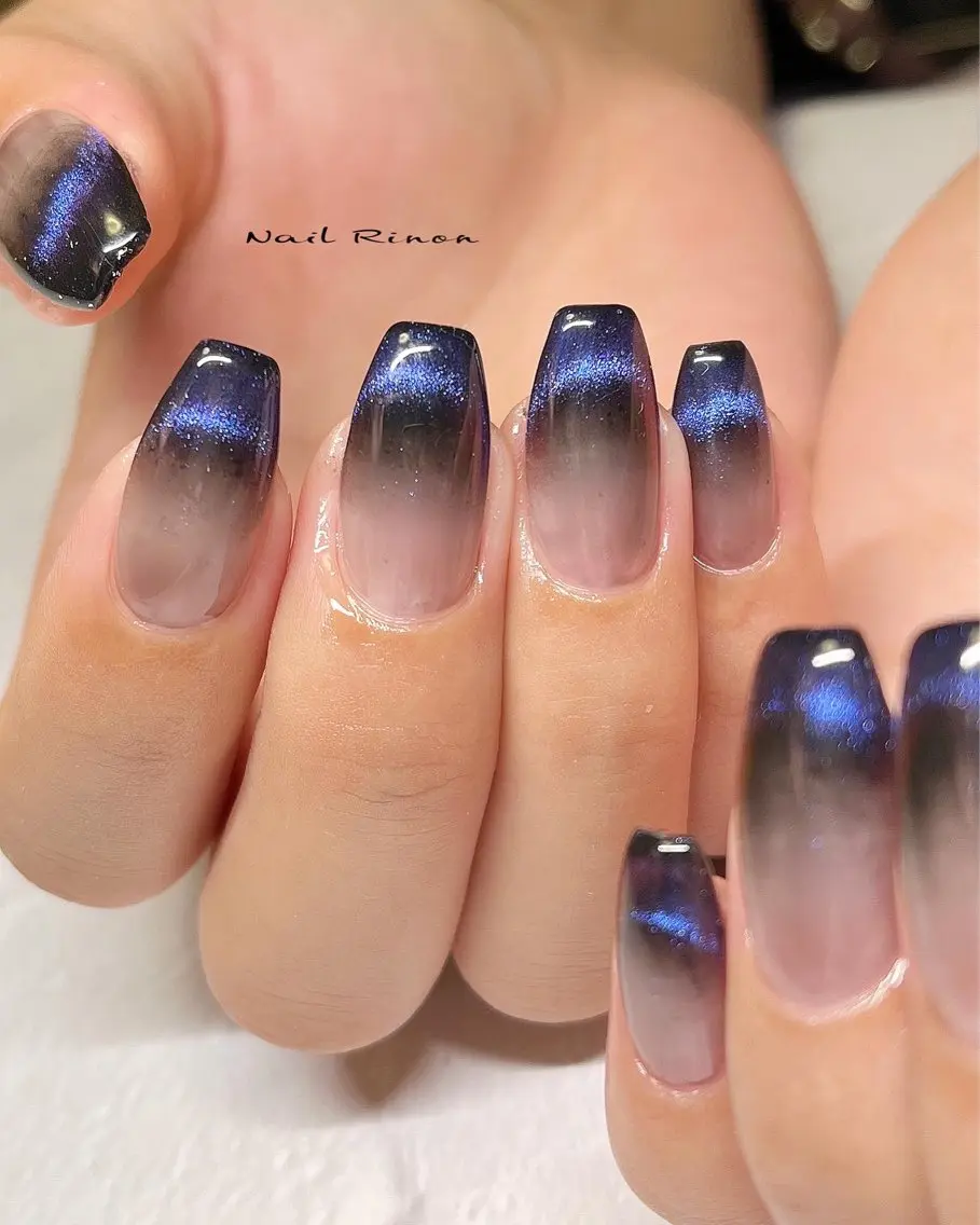 ネイル フレンチネイル マグネットネイル マグネットフレンチ ハンドネイル Nail Rinonのネイルデザイン