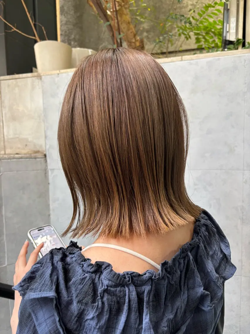 ミディアム カラー ベージュカラー カット ヘアカラー ボブ×レイヤーカット 透明感カラー/Fuuのヘアスタイル