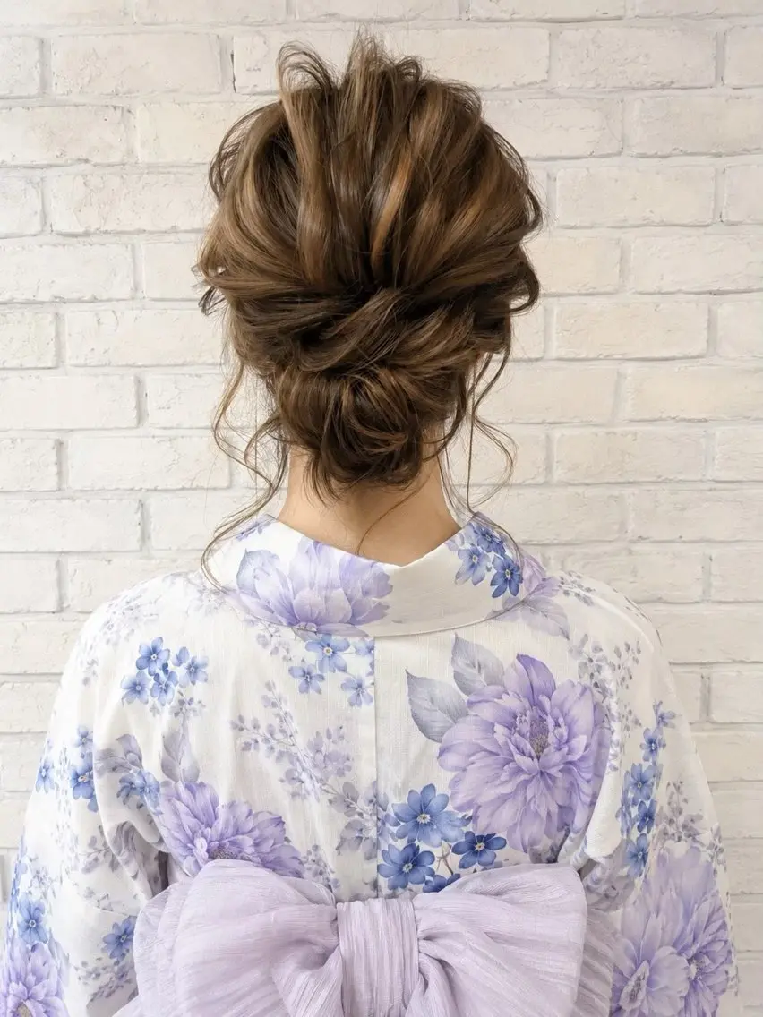 ヘアアレンジ 着付け あやか 白髪ぼかしハイライトのヘアスタイル