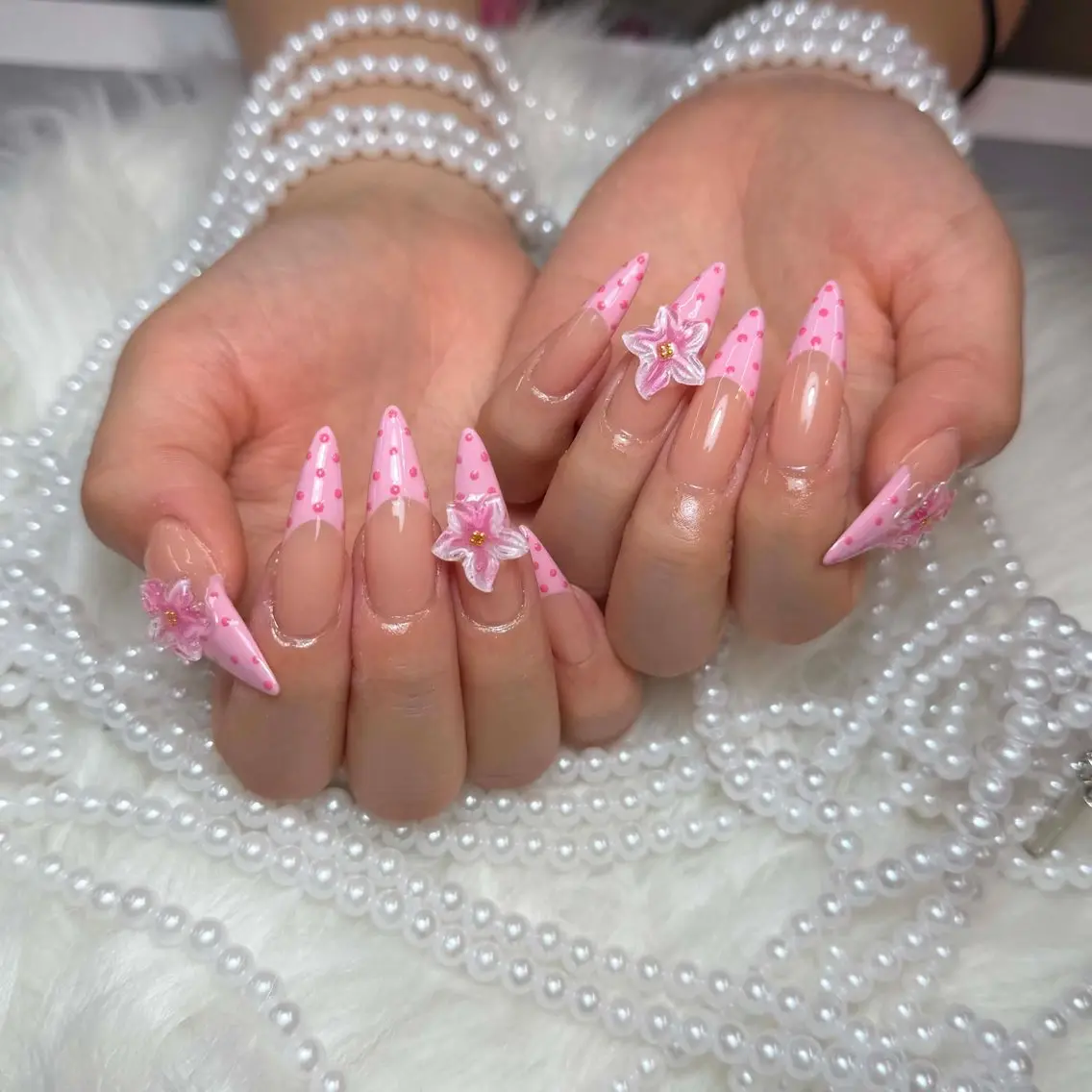 ネイル クリアネイル ドット フットネイル ジェルネイル グリーン ハンドネイル Rin Nail 新大久保店のネイルデザイン