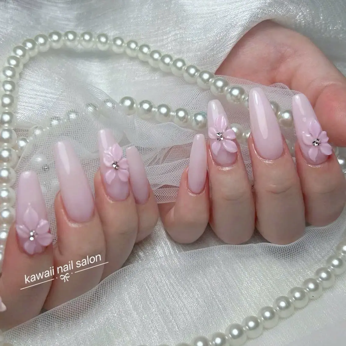 ネイル チークネイル ドット フレンチネイル 韓国ネイル レース Kawaii _Nailのネイルデザイン