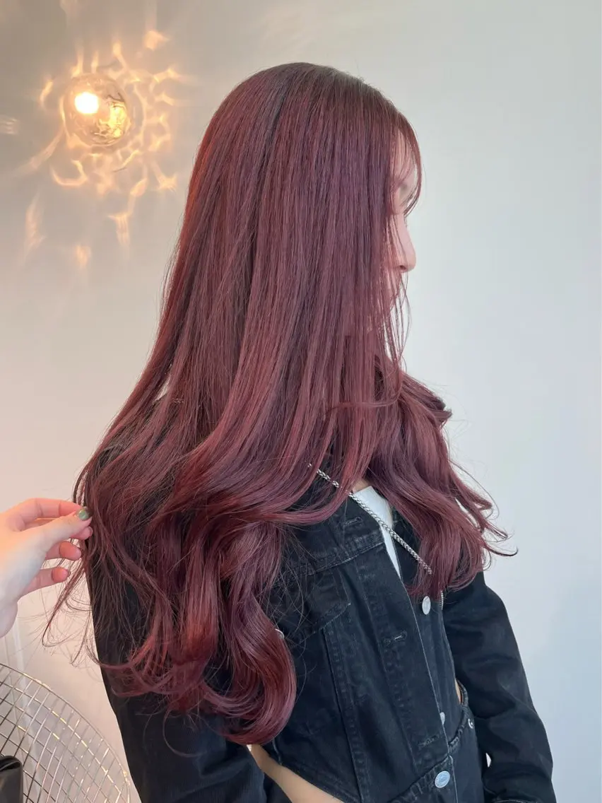 ロング カラー ブリーチ ピンクカラー カット ヘアカラー トリートメント 川北 彩乃/完全個室サロンのヘアスタイル