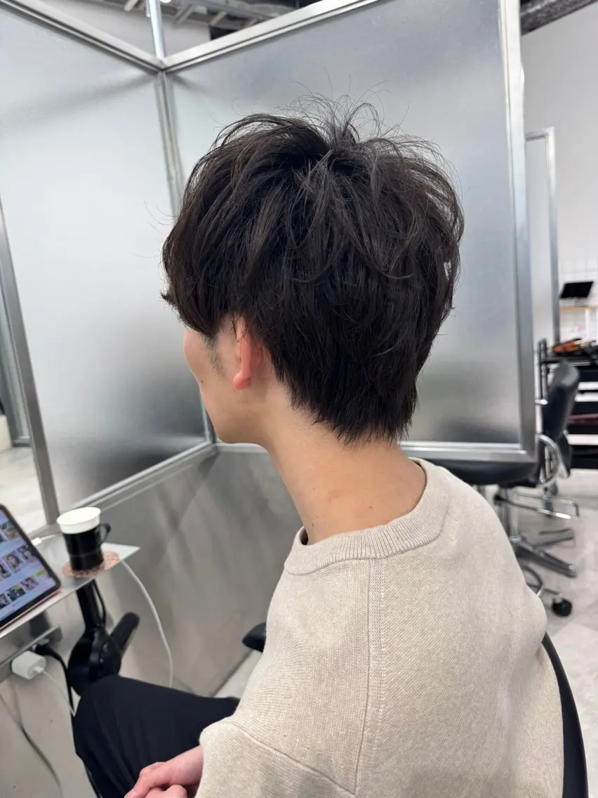 ショート パーマ メンズ 梅田茶屋町ヘッドスパ &艶カラー りほのヘアスタイル