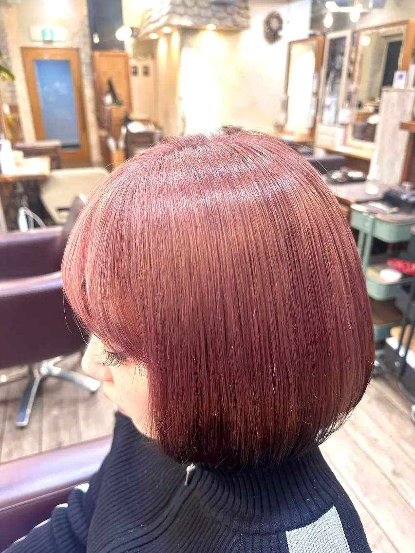 ミディアム カラー ブリーチ ピンクカラー ツヤ髪 透明感カラー ゆいなのヘアスタイル