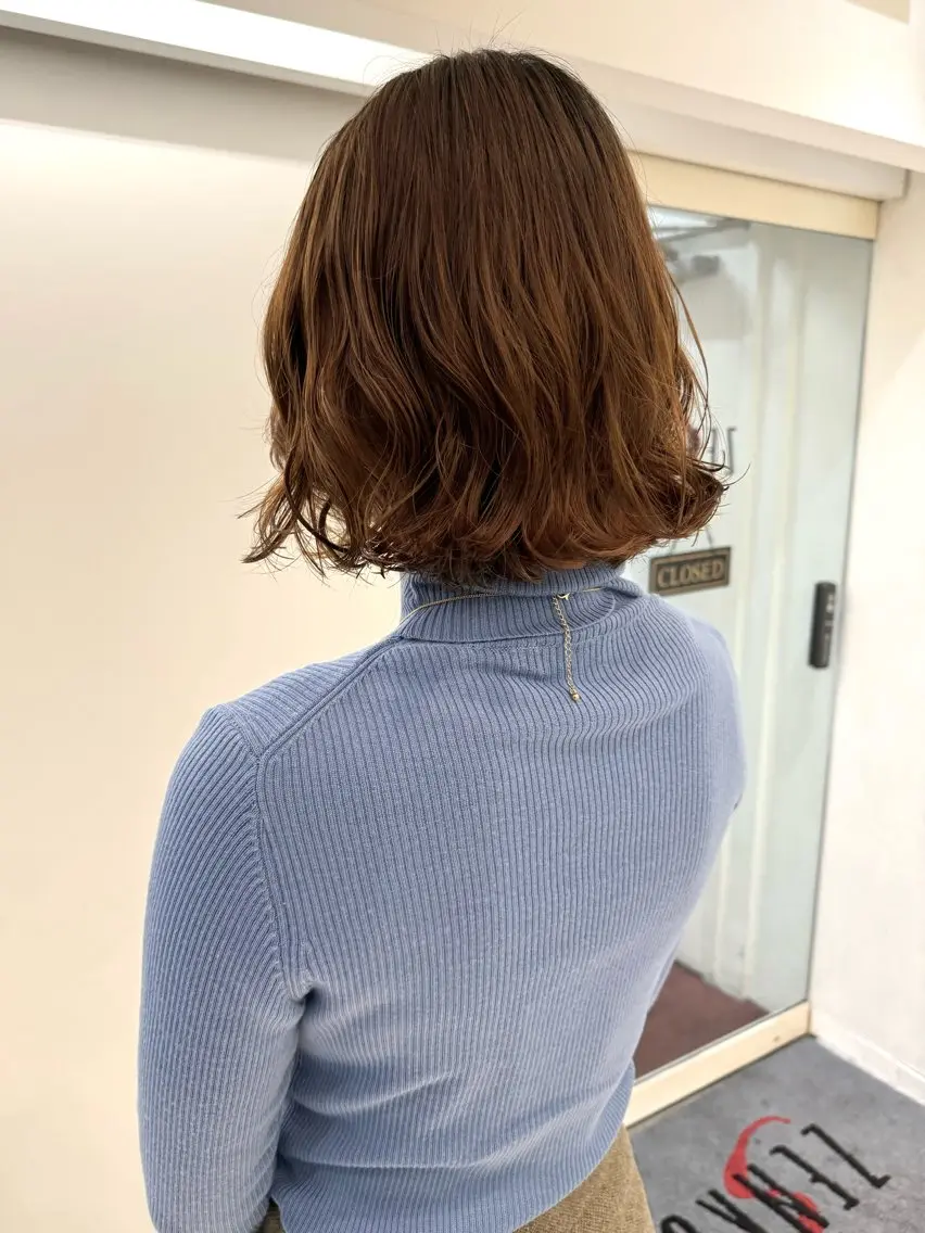 ミディアム パーマ ミディアムパーマ ボブ カット パーマ トリートメント デジタルパーマ 🌀ボブ　萩原　龍のヘアスタイル