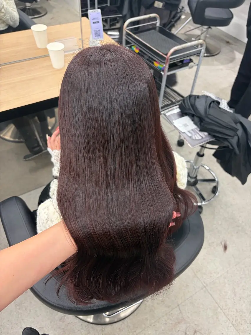 ロング カラー ブリーチ 髪質改善 トリートメント ヘアカラー 💗愛され暖色💗 ピンク/レッド💗のヘアスタイル
