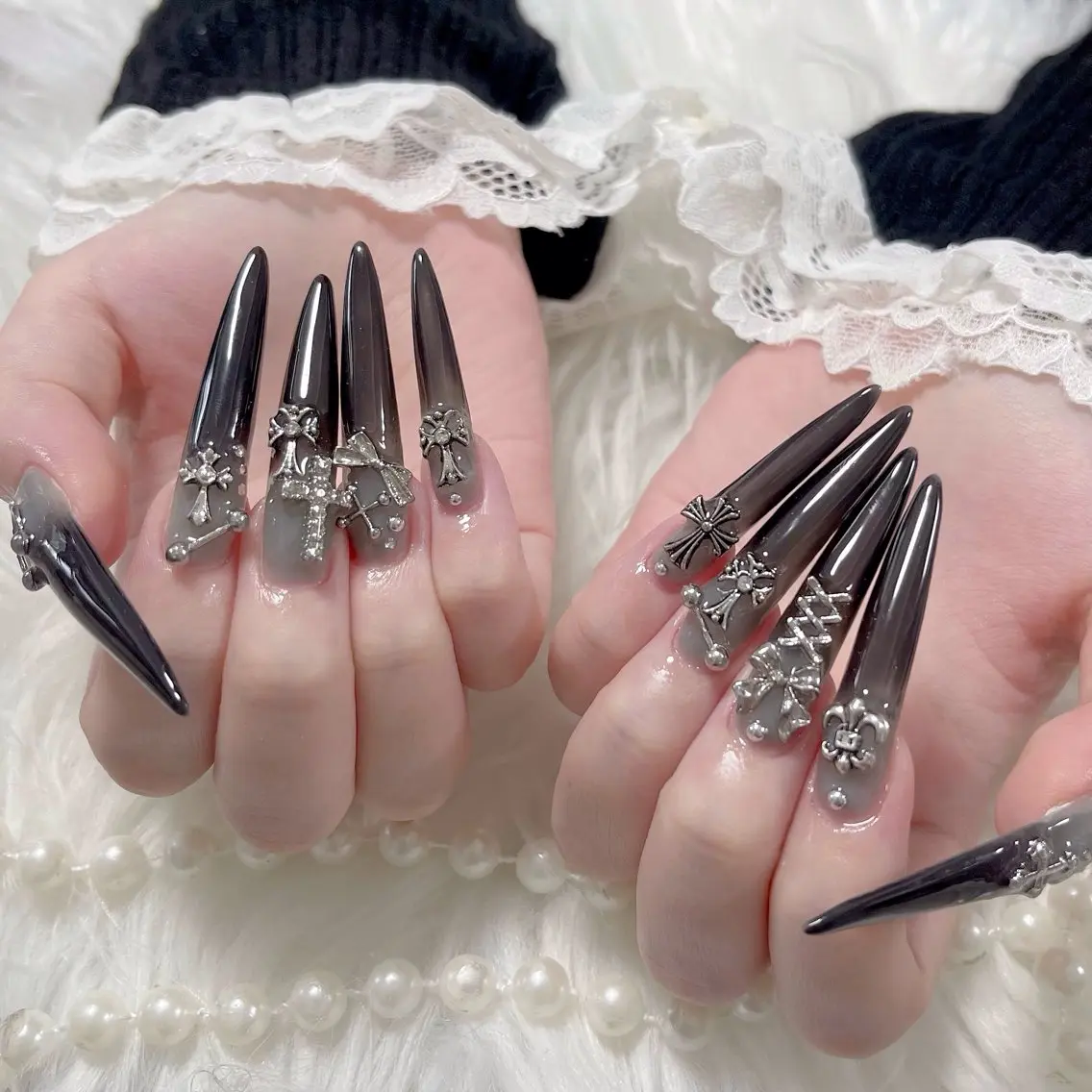ネイル オーロラネイル 長さ出し フラッシュネイル フレンチネイル ジェルネイル ハンドネイル ハンドケア CiCi Nail Salonのネイルデザイン
