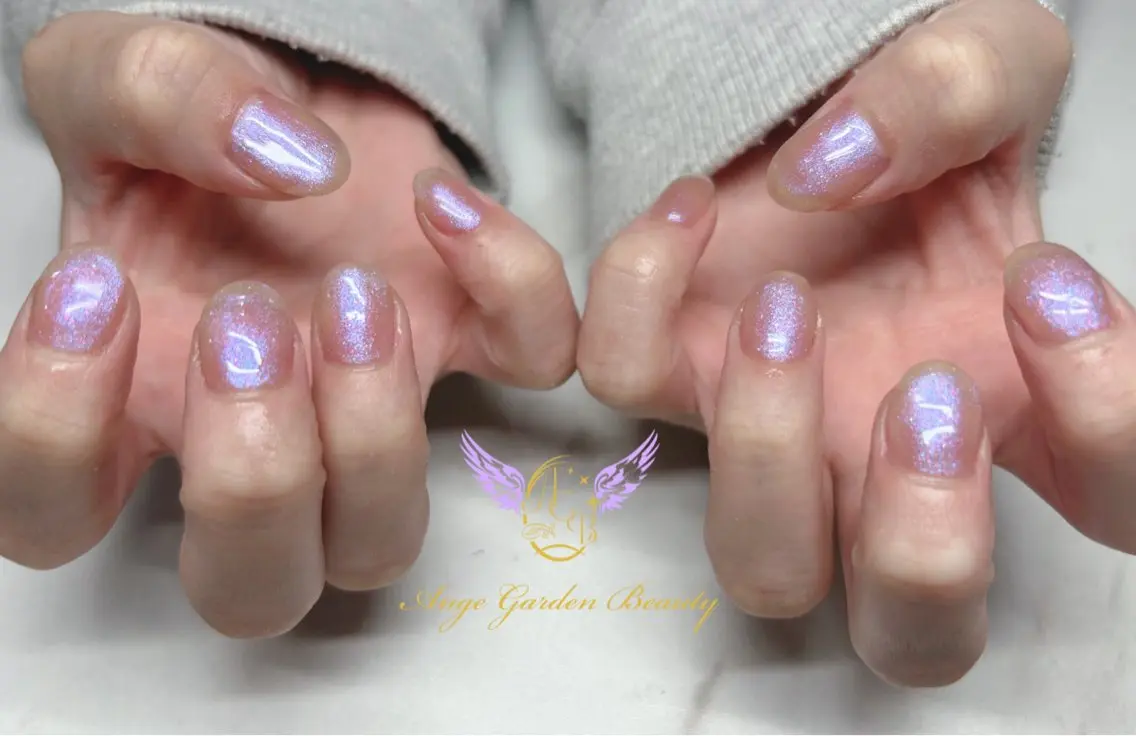 ネイル オーロラネイル ワンカラーネイル ハンドネイル AngeGarden Beautymihoのネイルデザイン