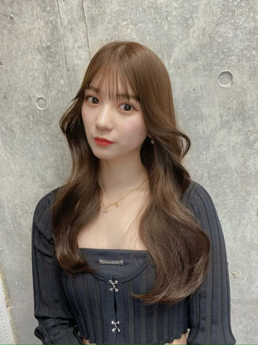 ロング カット ヘアカラー トリートメント 韓国/ワンホンヘア 髪質改善/MaCoのヘアスタイル