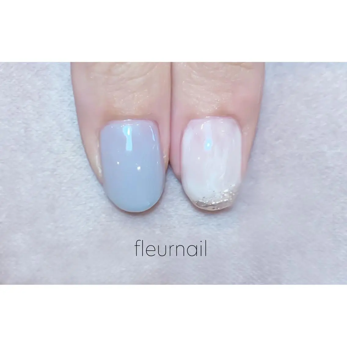 ネイル ブルー 成人式 長さ出し ジェルネイル ミラーネイル ハンドネイル fleurnail miuraのネイルデザイン