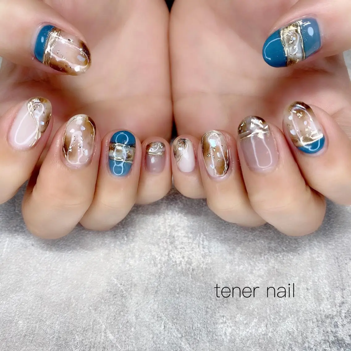 ネイル 大理石ネイル(マーブル) ミラーネイル テネルネイル tener nailのネイルデザイン