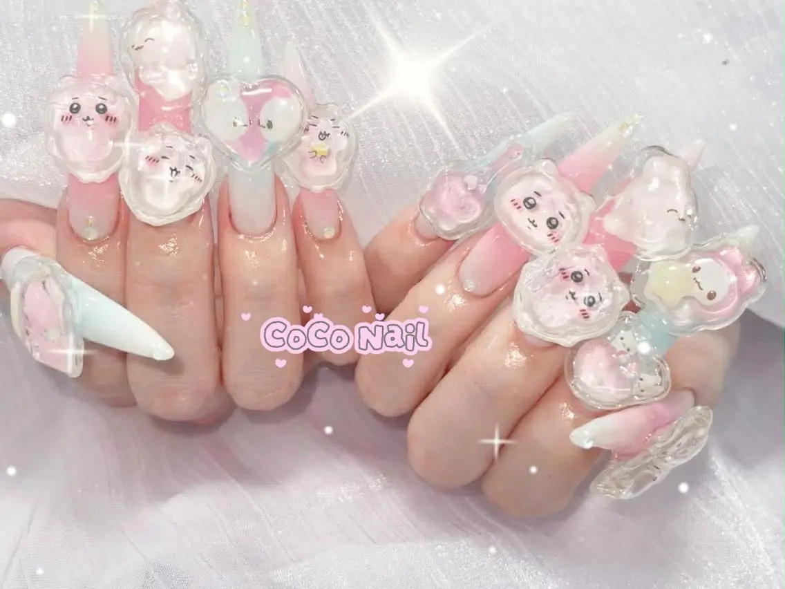 ネイル 成人式 大理石ネイル(マーブル) リボン 夏ネイル ネイルチップ ハンドネイル Mi Na Nail Salonのネイルデザイン