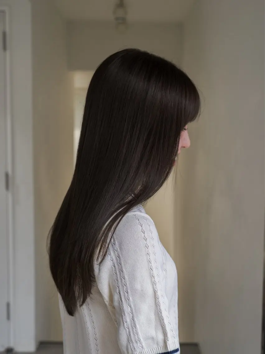 セミロング カラー ブリーチ 透明感カラー ブリーチなしカラー レイヤーカット 酸性ストレート navile原宿 yumaのヘアスタイル