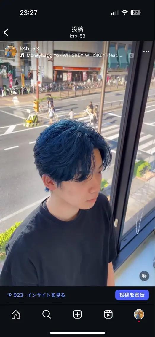 カラー メンズ メンズブリーチ ブリーチ ブルーカラー 小芝涼介/レイヤー /メンズパーマ✂️のヘアスタイル