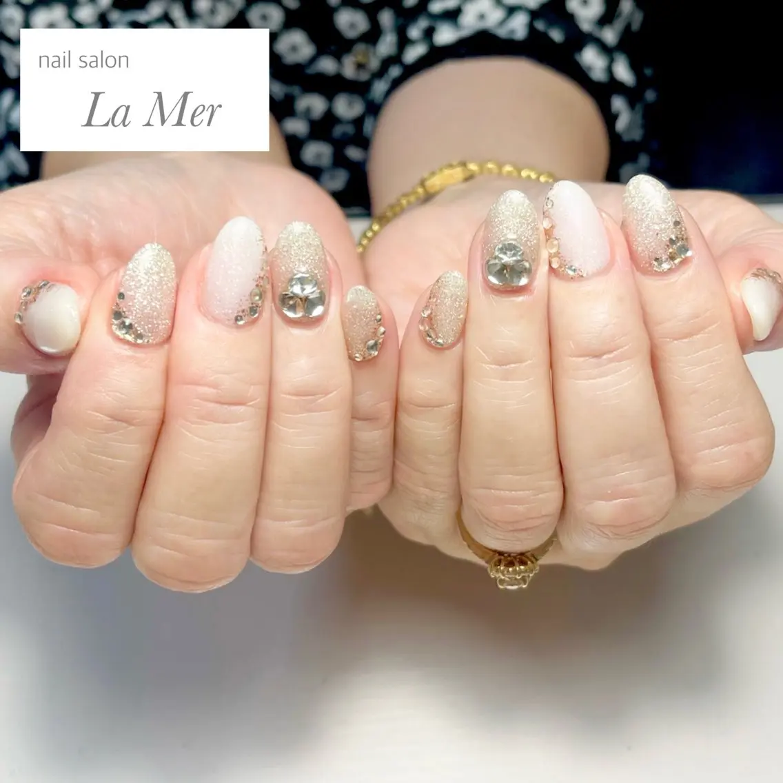 ネイル ゴールド ゴージャス キラキラネイル ラメ(グリッター) 持ち込み nailsalon La Merのネイルデザイン