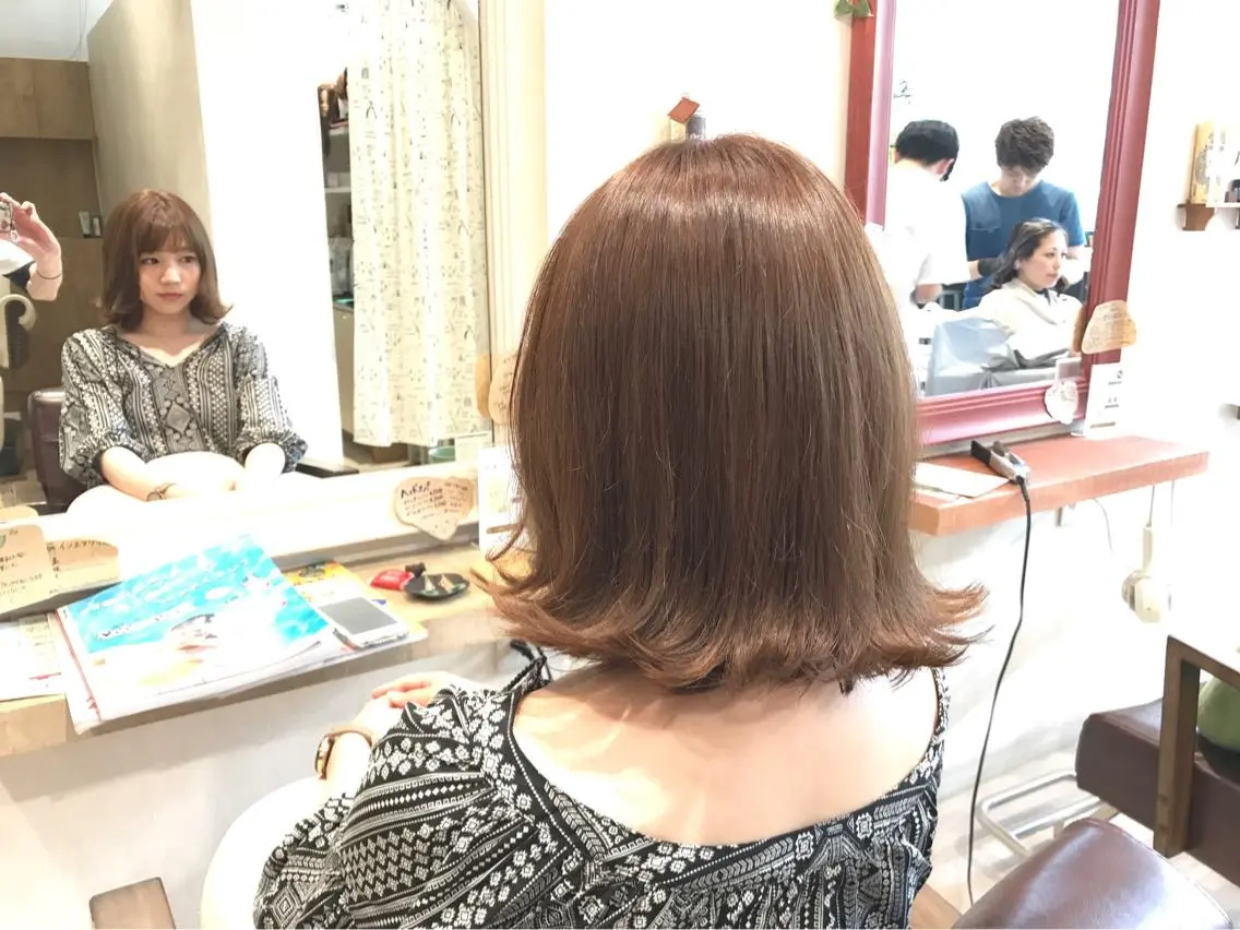 ショート カラー イルミナカラー ボブ 外ハネヘア メンズ指名多数!! 田島史也のヘアスタイル