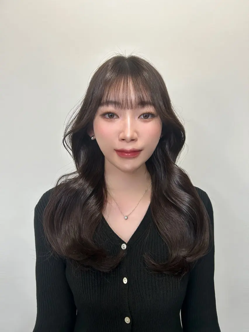 セミロング カラー 顔周りカット 韓国風ヘア カット ヘアカラー トリートメント 韓国ヘア/レイヤー Lily Wongのヘアスタイル