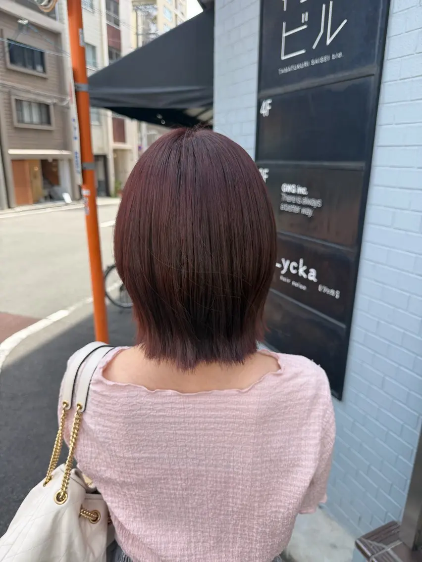 ミディアム ピンクブラウン ヘアカラー 柿本ひな / カラーモデル様募集中のヘアスタイル