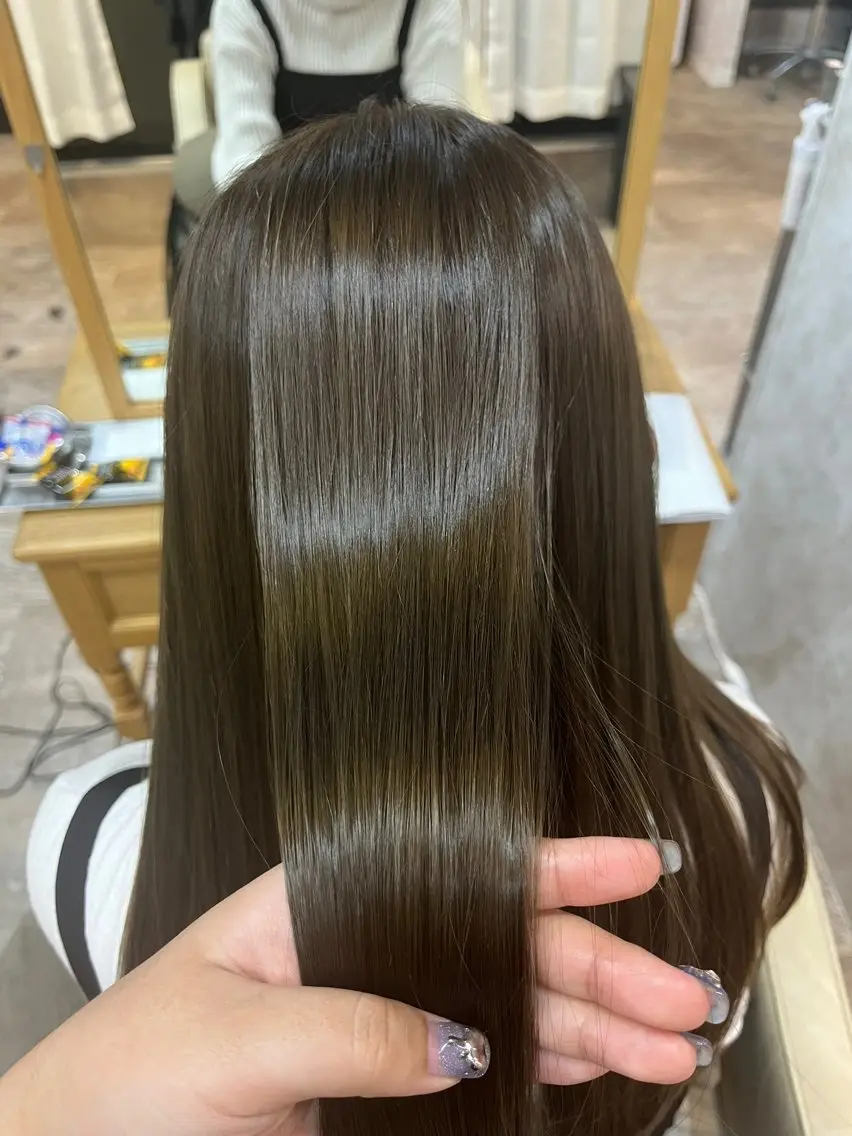 ロング 髪質改善 縮毛矯正⚡️カラー いいじまのヘアスタイル