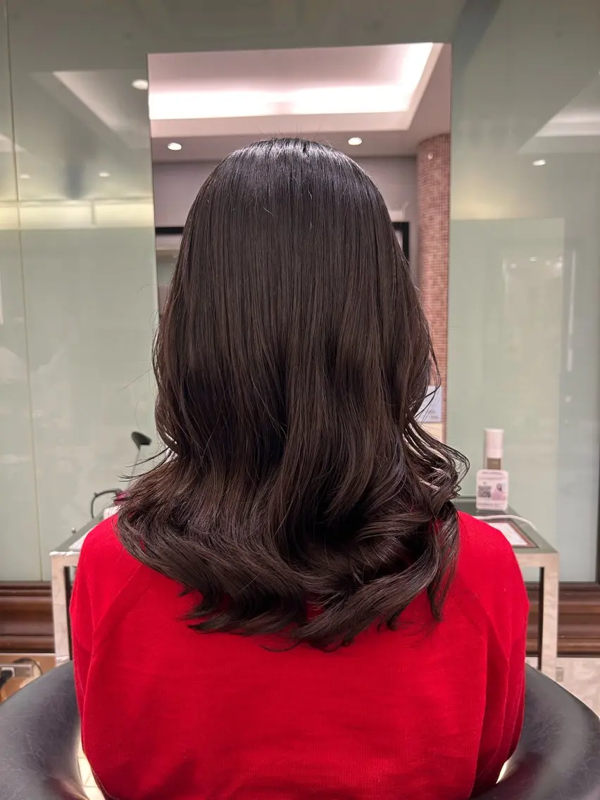 ミディアム パーマ カット パーマ 韓国っぽ水光肌カラー マンツーマン🫧なおのヘアスタイル
