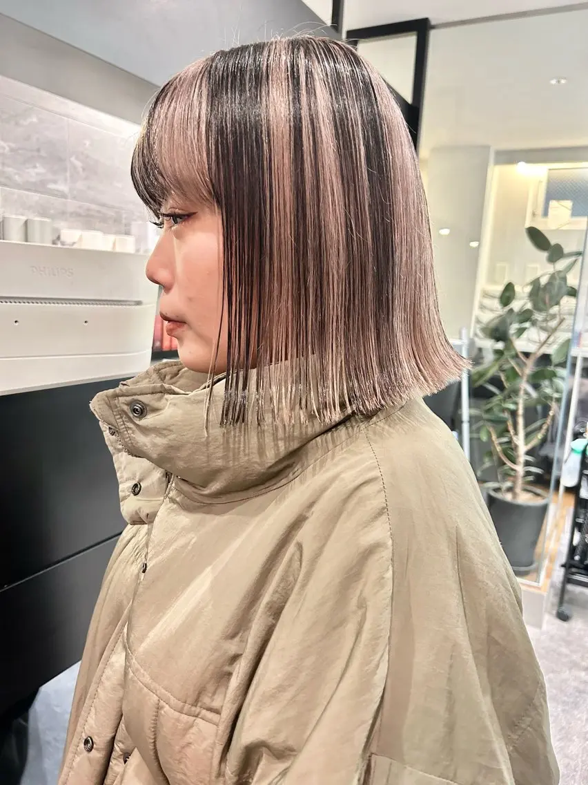 ミディアム カラー ブリーチ カット ヘアカラー トリートメント 🎀ヘアセット透明感 /REINA🎀のヘアスタイル