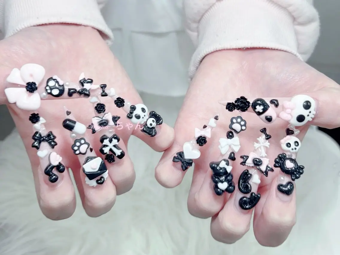 ネイル 成人式 大理石ネイル(マーブル) リボン 夏ネイル ネイルチップ ハンドネイル MoMoA Nail ネイル長さ出し専門店のネイルデザイン