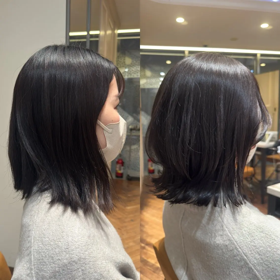 ミディアム くびれヘア くびれレイヤー レイヤーカット 外ハネヘア 松田 響のヘアスタイル