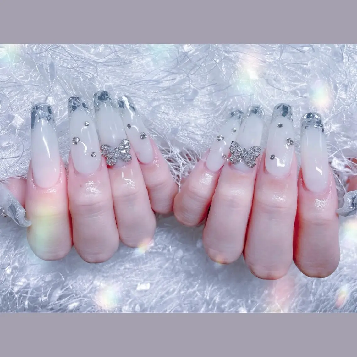 【自爪】🍀ガラスフレンチコース🌈初回ソフトジェルオフ無料🌈の写真