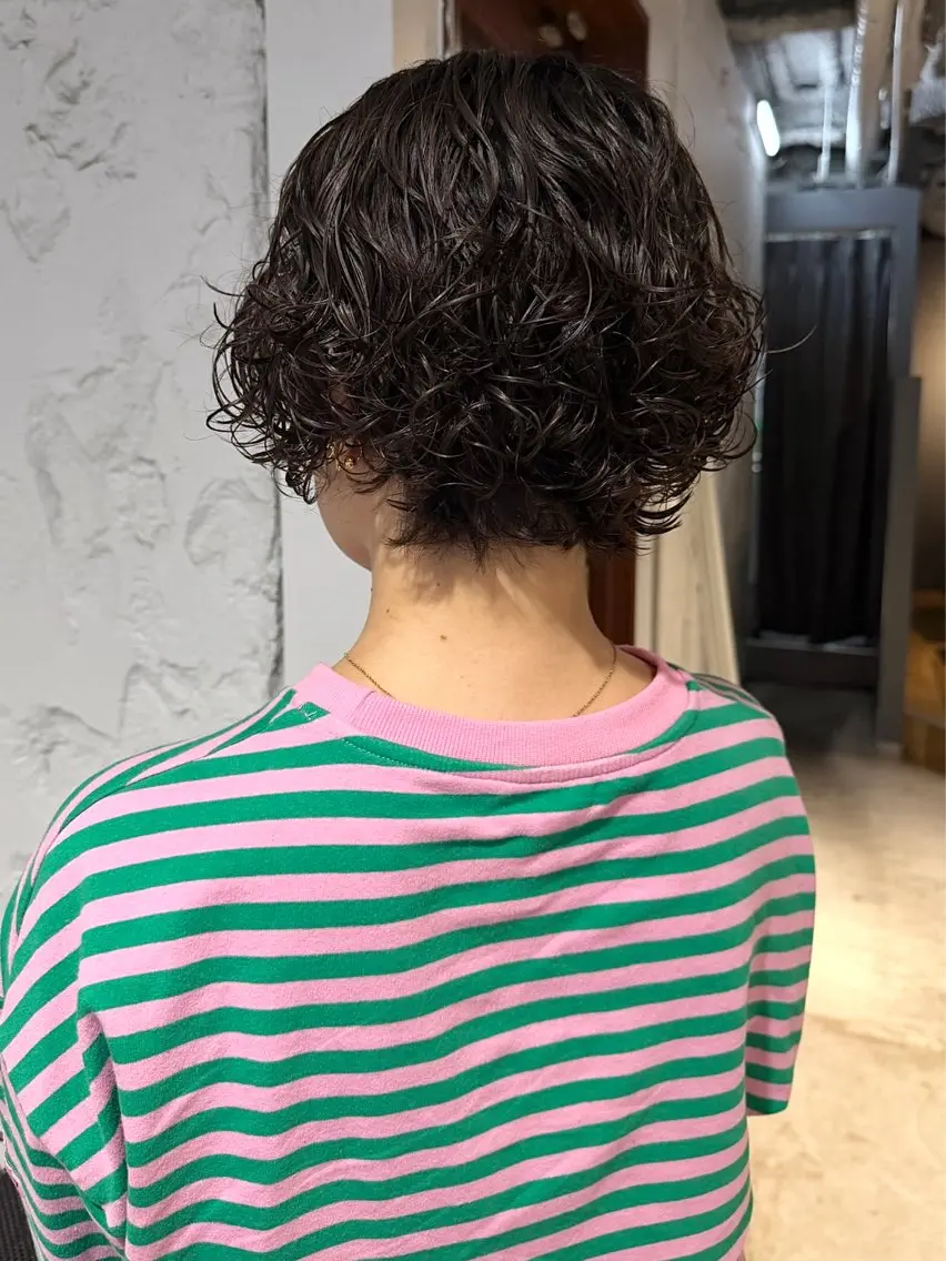 ショート パーマ カット パーマ トリートメント 石川絢佳/ 顔周り×暖色のヘアスタイル