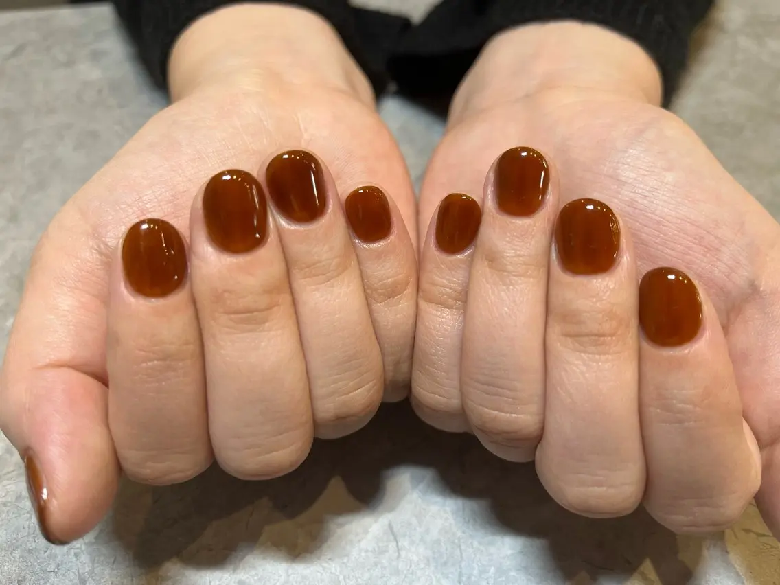 ネイル ブラウン ワンカラーネイル koizumi risaのネイルデザイン