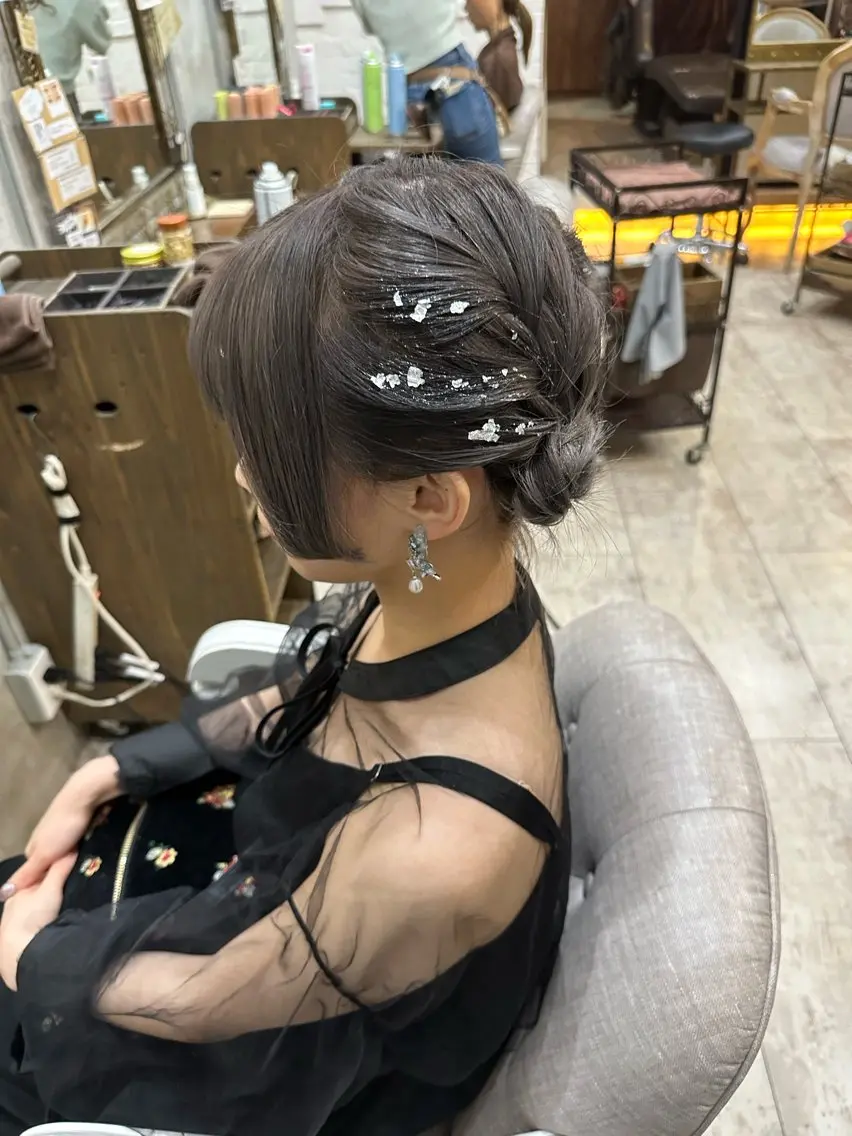 ミディアム ヘアアレンジ カット スパのヘアスタイル