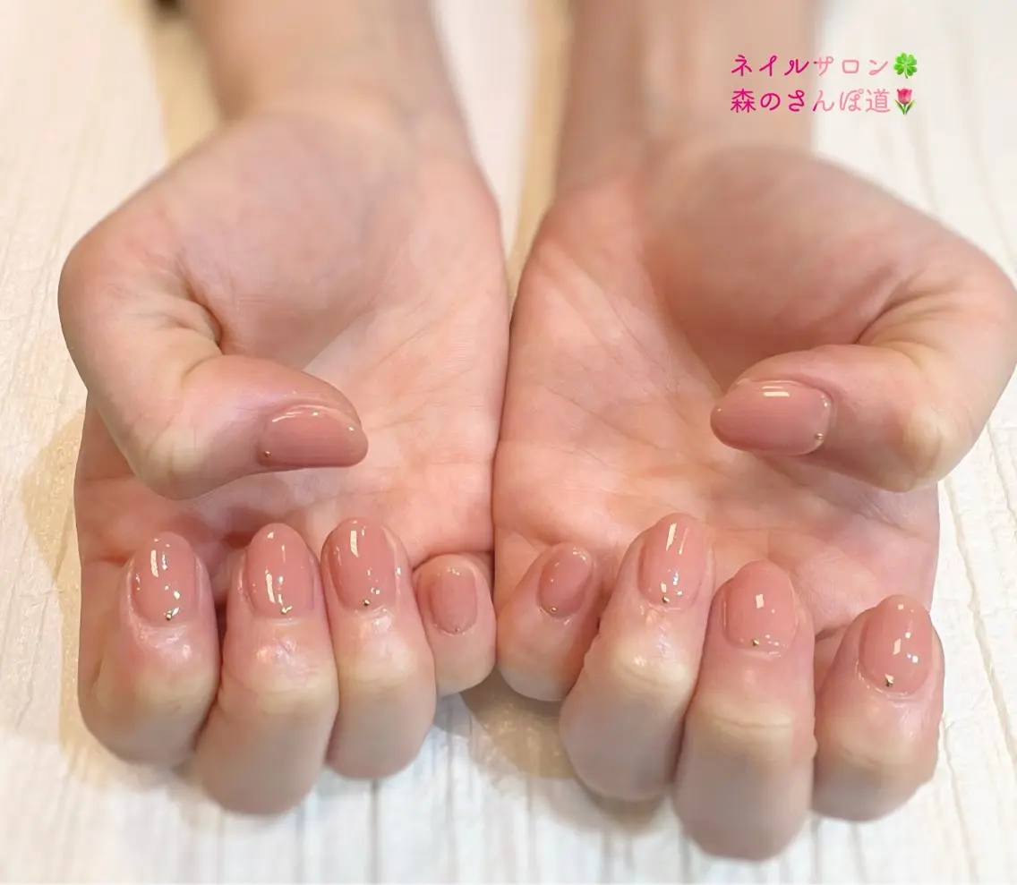 ネイル ハンドネイル ショートネイル 森のさんぽ道のネイルデザイン