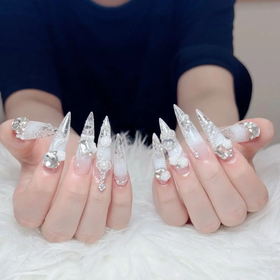ネイル ジェルネイル 韓国ネイル ロングネイル 持ち込み パラジェル ハンドネイル Luci Nail Shinokuboのネイルデザイン