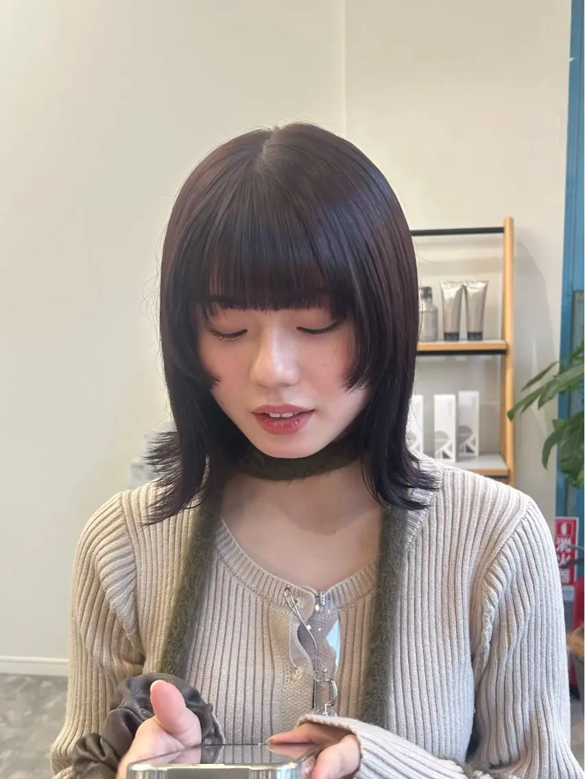 ミディアム カラー ブラウンカラー ラベンダーカラー ラベンダーブラウン ヘアカラー 金澤 希空のヘアスタイル