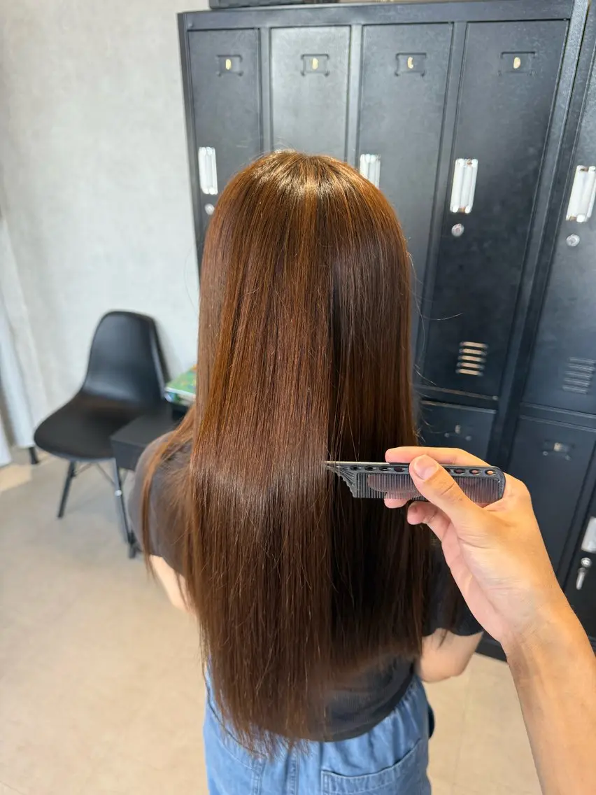 ロング 縮毛矯正 ルービック奈良 平本 温大のヘアスタイル