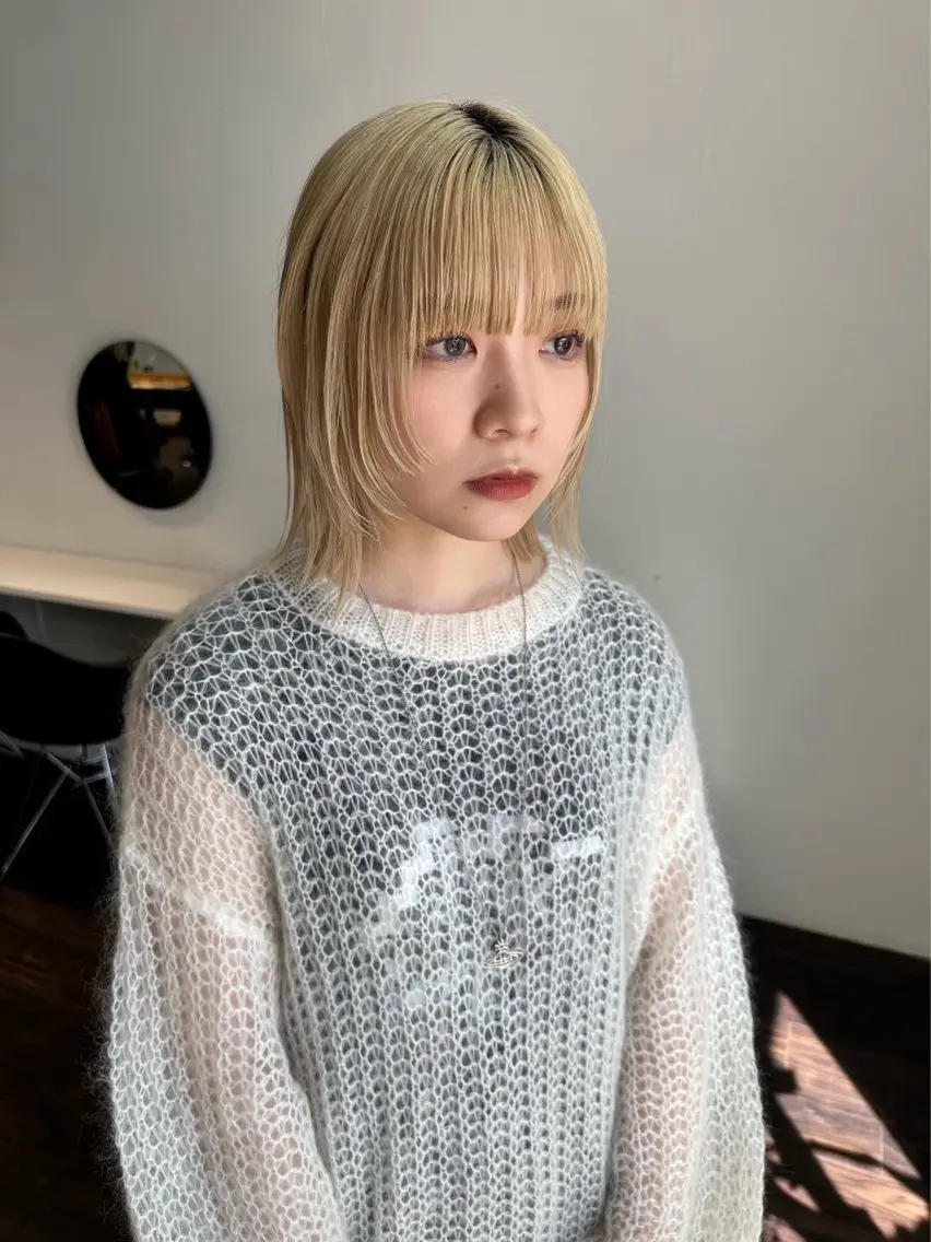 ミディアム カラー 顔周りカット レイヤーカット ウルフカット ワンホンヘア/ レイヤー/Kaitoのヘアスタイル