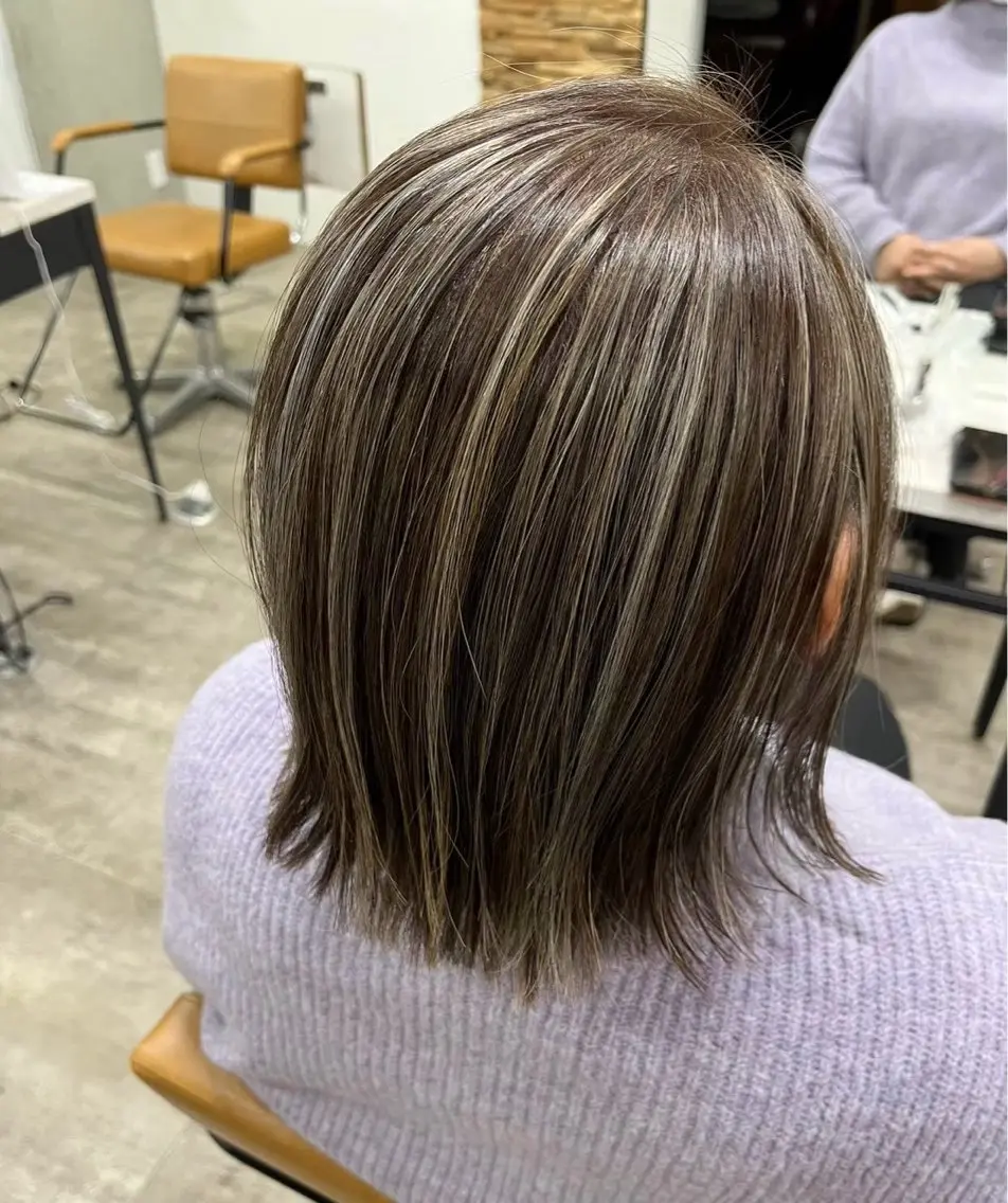 セミロング カラー ハイライトカラー ハイライト 🍑メンズモテヘア MOE🍑のヘアスタイル