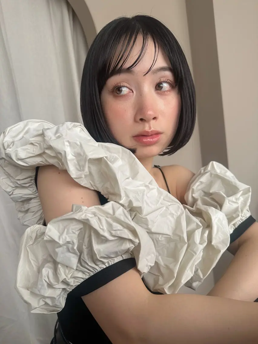 ショート カラー ボブ シースルーバング カット ヘアカラー トリートメント 透明感/縮毛/ボブ CHIHIROのヘアスタイル
