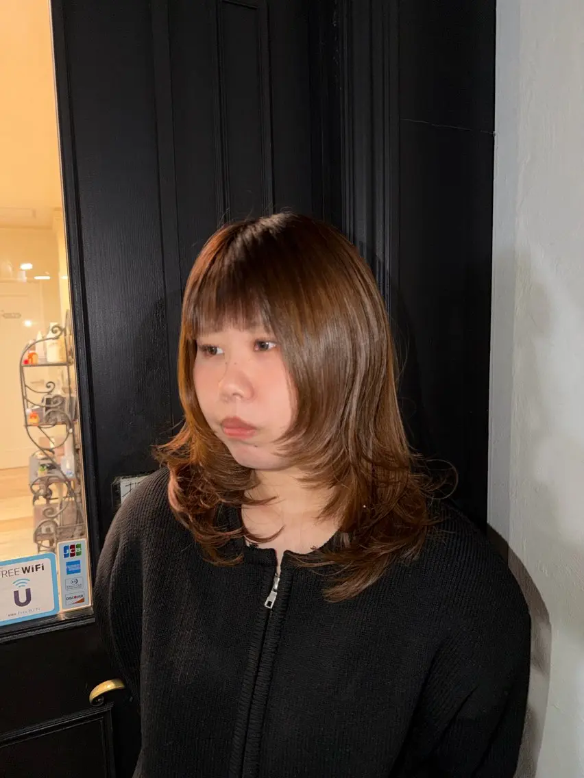 ミディアム ハッシュカット カット Karin／ レイヤーブリーチ🥀のヘアスタイル