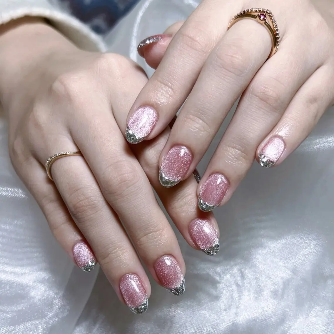 メンズ ネイル メンズ韓国風 アートネイル オーロラネイル ガーリー キラキラネイル ハンドネイル Nail salon 木にいるのネイルデザイン