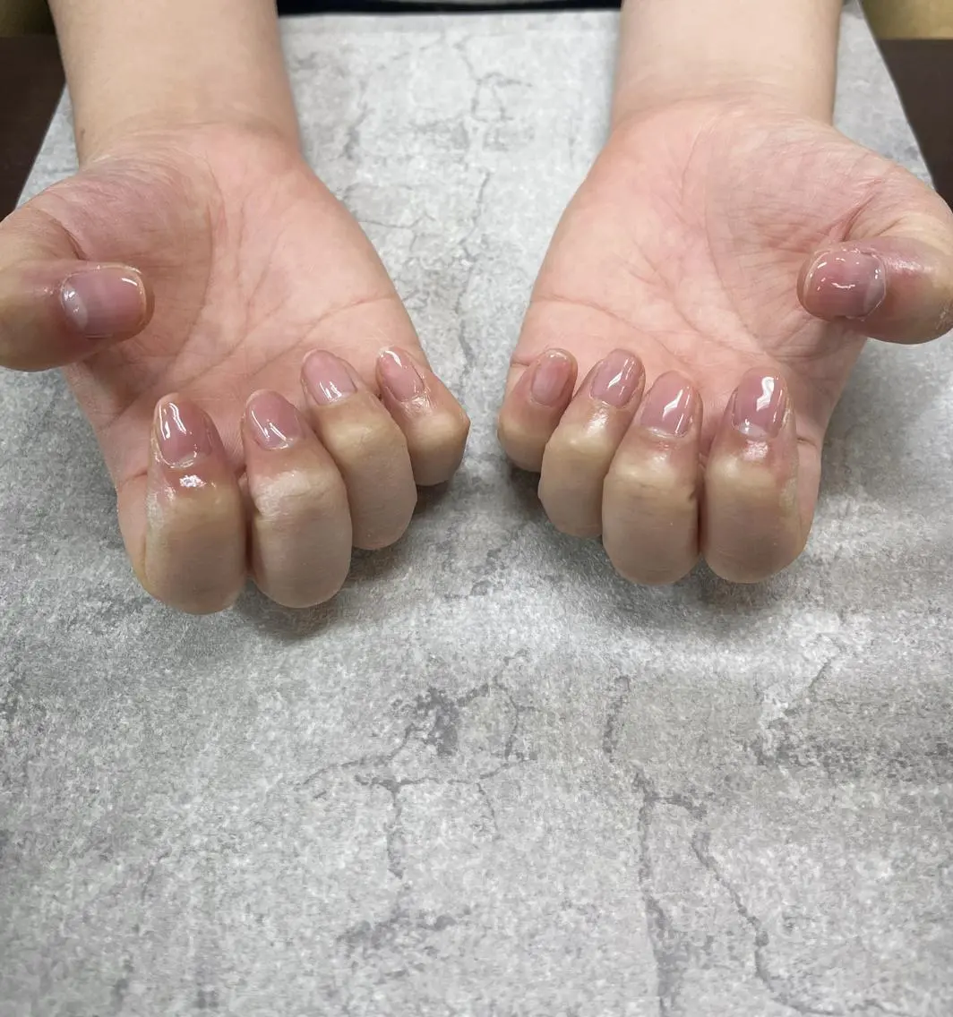 ネイル フットネイル フレンチネイル ジェルネイル ガラスフレンチ グラデーション FASTNAIL PLUS 新宿店のネイルデザイン