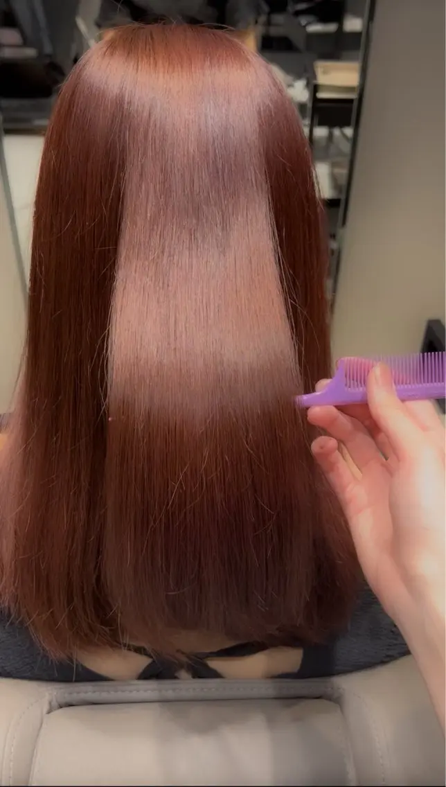 ミディアム カラー ブラウンカラー ピンクカラー 中村 夢咲のヘアスタイル