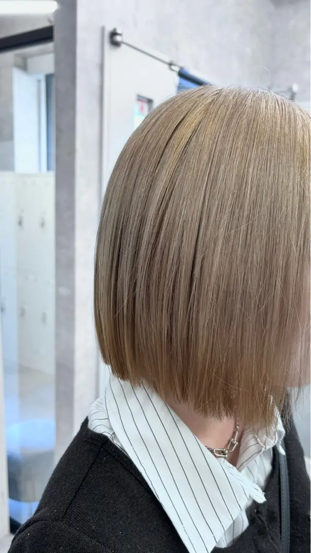 ミディアム 切りっぱなしボブ ボブ ヘアカラー トリートメント 天王寺🤍ヲタク 美容師/ほたる🤍のヘアスタイル