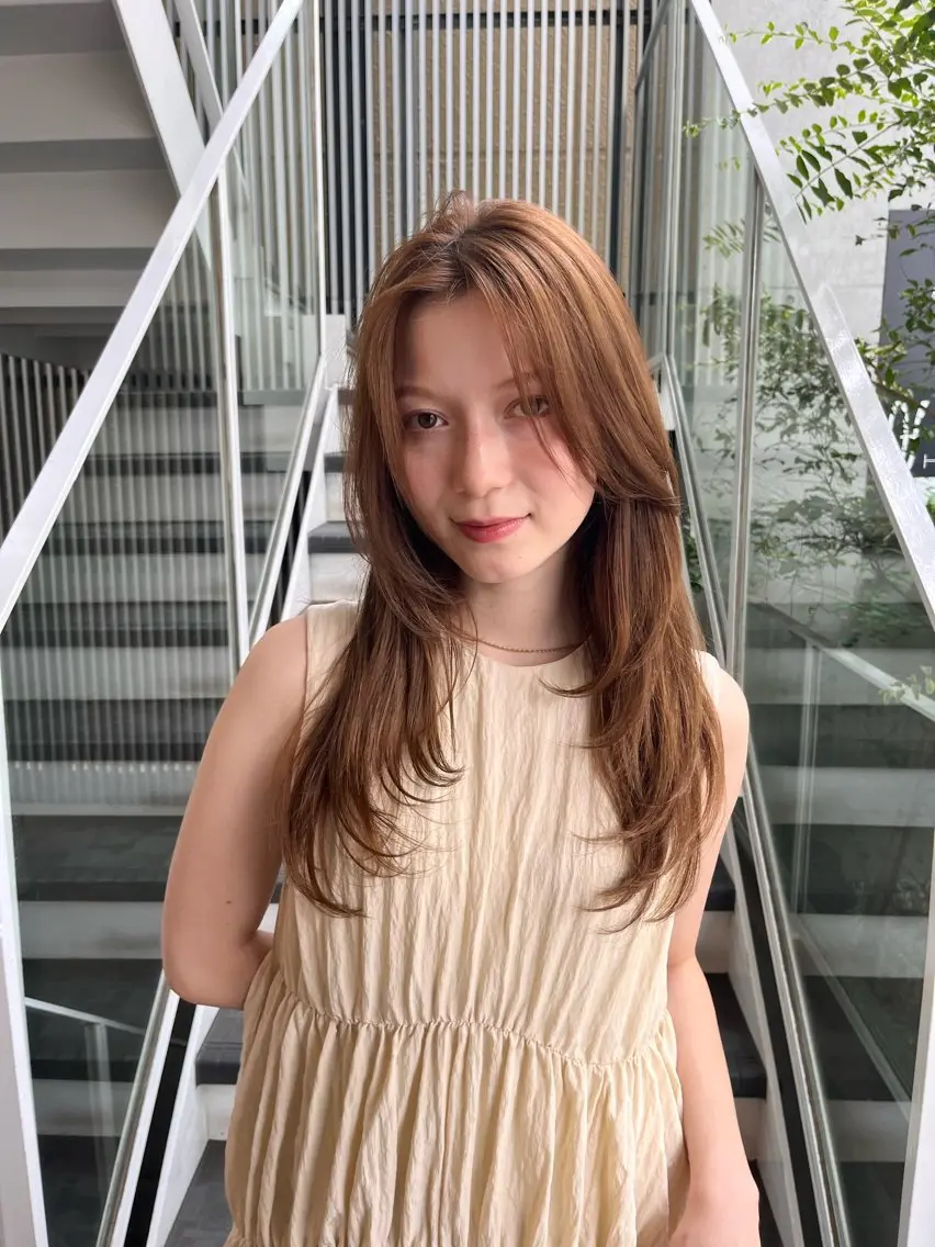 ロング 韓国風ヘア レイヤーカット カット ヘアカラー 鈴木夏季 お悩み相談/自由が丘のヘアスタイル