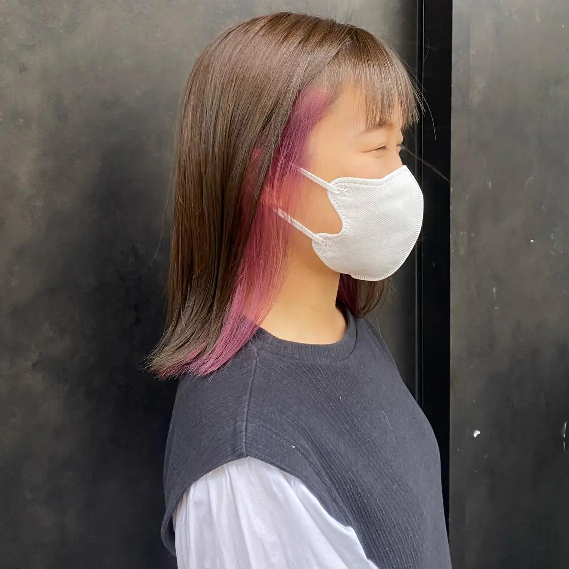 カラー ブリーチ ピンクカラー バイオレットカラー ヘアカラー 比嘉 陽のヘアスタイル