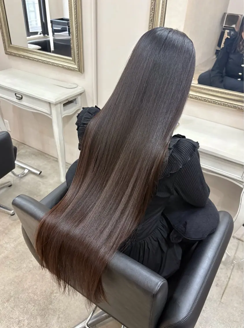 ロング カット 縮毛矯正 トリートメント 💎艶カラー+美髪 +髪質改善💎のヘアスタイル