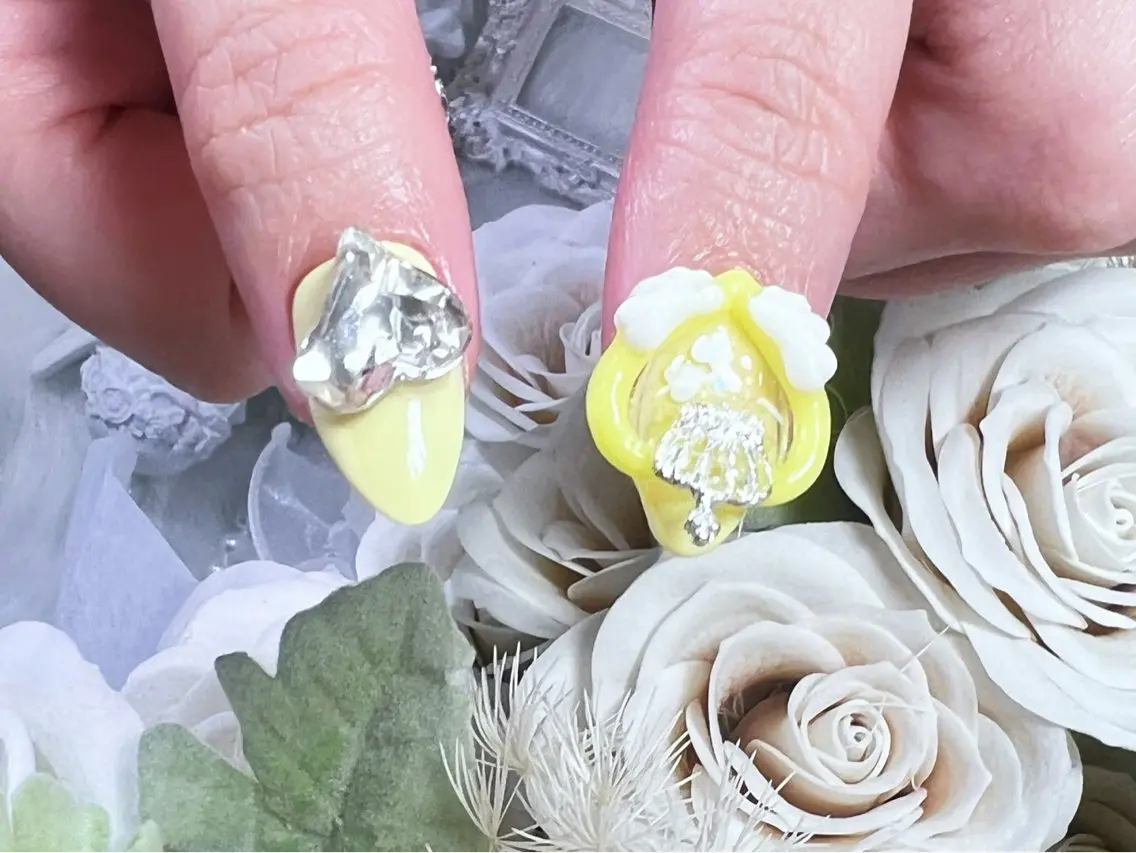 ネイル フレンチネイル ガーリー マグネットネイル 持ち込み スカルプネイル ハンドネイル Painty nailのネイルデザイン