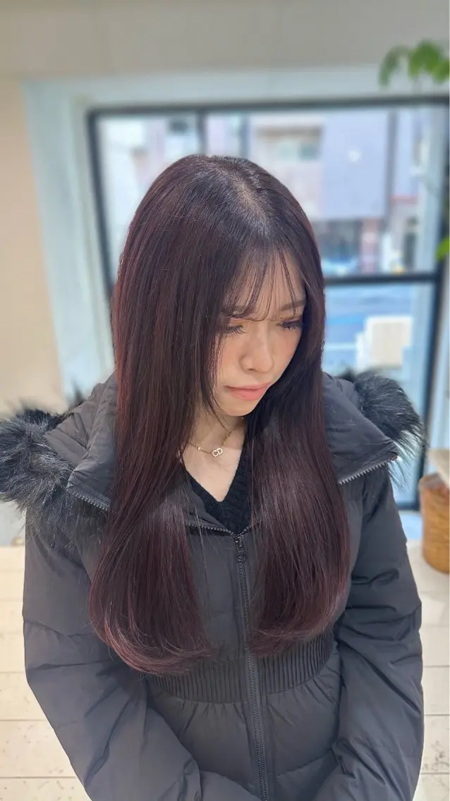 ロング カラー ブリーチ ブラウンカラー カシス ブリーチなしカラー ピンクカラー ヘアカラー トリートメント 🪐ブリーチ/透明感 🪐HARUKAのヘアスタイル