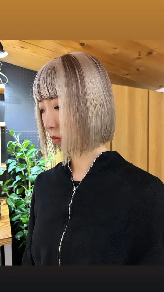 ミディアム カラー メンズ メンズハイトーン ハイトーンカラー ボブ カット ヘアカラー トリートメント 🧸艶々韓国ヘア 🧁mizunaのヘアスタイル